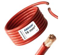 EBROM Cable de batería, cable positivo - ¡exactamente por metro! ROJO (+) H07V-K 2,5/4 / 6/10 / 16/25 / 35/50 o 70 mm² Cable de batería 99,9% Cobre OFC - Longitud/sección transversal: 5 metros 16 mm2