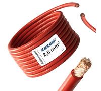 EBROM Cable de batería, cable positivo - ¡exactamente por metro! ROJO (+) H07V-K 2,5/4 / 6/10 / 16/25 / 35/50 o 70 mm² Cable de batería 99,9% Cobre OFC - Longitud/sección transversal: 10 metros 2,5