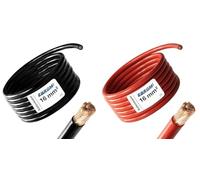 EBROM Cable de batería en el metro exacto, color rojo (+) y negro (-) como combi 2,5/4/6/10/16/25/35/50 o 70 mm², cable de batería 99,9% cobre OFC - su selección: 1 metro 16 mm2 rojo + negro