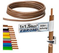 EBROM Cable de cable - Cable de PVC rígido - Cable de cableado - H07V-U 1,5 mm² - 1,5 mm² - Color: marrón - muchas longitudes a elegir, de 10 metros hasta 100 metros - Su longitud seleccionada: 30 m