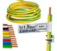 EBROM Cable de cable - Cable de PVC rígido - Cable de cableado - H07V-U 1,5 mm² - 1,5 mm² - Color: verde y amarillo, muchas longitudes a elegir, de 10 metros a 100 metros - Su longitud seleccionada: