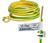 EBROM Cable de conexión a tierra H07V-K (K = cable fino flexible 99,9% cobre OFC, cobre completo), 1 x 16 mm², 5 hasta 100 metros a elegir, verde/amarillo 16 mm2 (16 mm2) - Su longitud: 25 metros