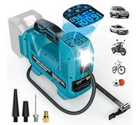 Ecarke compresor aire portatil Compatible con Ma-kita 18V Baterías, 11Bar Inflador Ruedas Coche,con Manómetro Digital, Tubo Extensión y Boquilla para Coche, Moto, Bicicleta(Solo Productos)-Azul Marino
