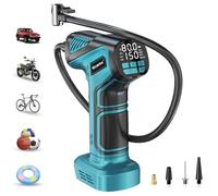 Ecarke Inflador Ruedas Coche Compatible con Ma-kita 18V: Compresor Aire Portatil con Pantalla Digital, Manguera Extensión, Boquillas, 10 Bar, para Coches, Bicicletas, Motos(Solo Productos)-Azul