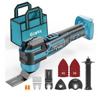 Ecarke Multiherramienta Compatible con Baterías Makita 18V, 5 Velocidades Ajustables, Motor Sin Escobillas, 16 Accesorios, Sistema de Amortiguación Integrado, Luz LED Anular(Solo Herramienta)-Azul