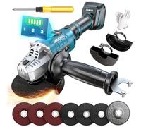 Ecarke Radial Pequeña, Amoladora Bateria Compatible con Makita 18V, Motor Sin Escobillas, 3 Niveles Velocidad, 10000 rpm, Disco 125mm, Pantalla LCD y Juego 12 Accesorios(Solo Productos)-Azul Marino