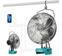 Ecarke Ventilador a Batería de 6" Compatible con Baterías Makita 18V, Ventilador Portátil con Puerto USB y Tipo-C - Ideal para Camping, Taller, Hogar y Obra(Solo Herramienta)