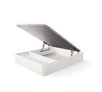 ECCOX - Canapé con Zapatero Abatible de Gran Capacidad de Almacenaje con Esquinas Redondeadas en Madera - Altura 28cm de Almacenaje - Base Tapizada 3D - Blanco (135x190)
