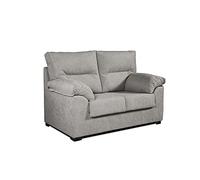 ECCOX - Sofá Ambar de 2 y 3 plazas - Sofá de Salón Tapizado en Tela Antimanchas Aqualine - Asientos Desenfundables y Lavables - Patas de Madera - Color Gris - 2 Plazas