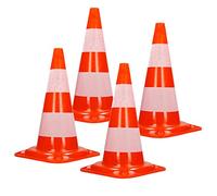 ECD Germany 4X Cono de Tráfico Obra Pieza de Señalización Emergencia Color Naranja y Blanco 47 cm de Altura en PVC Fuerte y Robusto Pilón de Seguridad con Rayas Reflectantes Flexible y Transportable