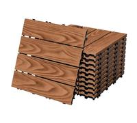 ECD Germany Baldosas de Patio WPC de 30x30 cm 44 Piezas para 4m² Aparencia de Madera Marrón Claro con Sistema de Drenaje e Instalación Mediante Clic, Losa Aspecto Tabla de Leña para Terraza y Balcón