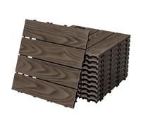 ECD Germany Baldosas de Patio WPC de 30x30 cm 44 Piezas para 4m² Aparencia de Madera Marrón Oscuro con Sistema de Drenaje e Instalación Mediante Clic, Losa Aspecto Tabla de Leña para Terraza y Balcón