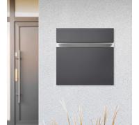 ECD Germany Buzón Correos Exterior Diseño Moderno de Pared con Compartimento para Periódicos 37x11x36,5 cm de Acero con Recubrimiento de Polvo Gris Antracita Incl. 2 Llaves con Material de Montaje