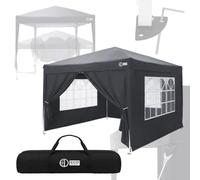 ECD Germany Carpa Plegable 3x3 m para Exteriores, Hidrófugo y Resistente al Viento, Pergola de Jardín, Cenador con 4 Paredes Laterales, Gazebo Antracita, Altura Regulable, Eventos, Playa y Camping