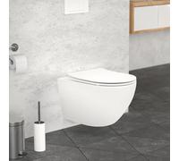 ECD Germany Inodoro Suspendido de Pared sin Descarga Diseño Cerámica Blanco Mate WC con Asiento Extraíble de Duroplast Sanitario con Cierre Suave Lavado de Proyección Extendida de Fondo Profundo 54cm
