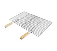 ECD Germany Parrilla Barbacoa con Asas Extraíbles Rejilla Rectángular de Acero Inoxidable 67 x 40 cm Resistente a la Corrosión Incluye 2 Mangos de Madera 14cm Sólido y Estable Fácil Usar y Limpiar