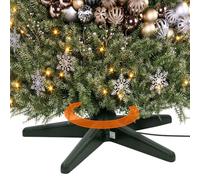 ECD Germany Soporte Giratorio Eléctrico para Árbol de Navidad Artificial | Base con Rotación 360°, Enchufe Integrado y 3 Tapas Adaptadoras, para Árboles de hasta 240cm, Plataforma con 5 Patas, Verde