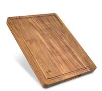 ECENCE Tabla de cortar madera de acacia - tabla madera cocina con canal para jugos y asas laterales, usable por ambos lados para cortar y servir, 40x30x3cm