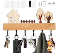 Echehi Elegante Colgador Llaves de Madera con 6 Ganchos Resistentes, Versátil con 4 Posiciones de Montaje para Decoración de Hogar, Pasillo y Dormitorio. Negro