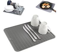 Echehi Escurreplatos Silicona para Escurrir Platos para Encimeras de Cocina, con Diseño Ondulado, Antideslizante y Que Protege Las Superficies. Gris