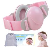 ECHOCUBE Protectores Auditivos para Bebés, Cascos Bebe Antiruido de 25dB para Niños de 0 a 48 Meses, Cascos Ajustables para Viajes en Avión y para Dormir - Rosa