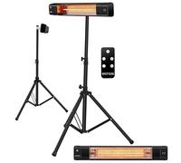 Echos Radiador de terraza, calefactor, infrarrojos, de carbono, 2500 W, pantalla, lámpara de carbono, temporizador de 24 horas, mando a distancia, protección contra salpicaduras, protección contra