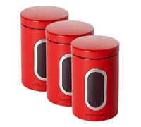 Echtwerk Bote con Ventana para conservar Alimentos como harina, azúcar, muesli o té, 1,4 L, Rojo, 3 Piezas
