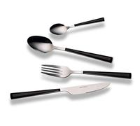 ECHTWERK con mangos de plástico, cubiertos de camping, cubiertos de picnic, cubiertos de exterior, acero inoxidable, negro 18/0