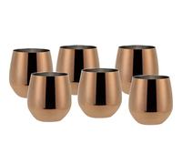 ECHTWERK Copas de vino, copas de vino tinto, copas de acero inoxidable, copas irrompibles, vasos inastillables, copas de cóctel, copas de camping, 500 ml, edición cobre, 6 piezas