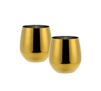 ECHTWERK Copas de vino, copas de vino tinto, copas de acero inoxidable, copas irrompibles, vasos inastillables, copas de cóctel, copas de camping, 500 ml, edición oro, 2 piezas