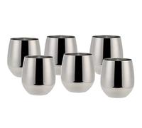 ECHTWERK copas de vino, copas de vino tinto, vasos de acero inoxidable, vasos irrompibles, vasos inastillables, copas de cóctel, copas de camping, 500 ml, Silver-Edition, 6 piezas