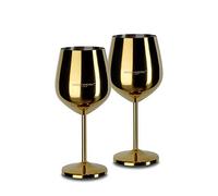 ECHTWERK Copas de Vino de Acero Inoxidable Inastillables, Juego de 2 Piezas, Edición Oro, 21x7,3cm, 0,5L - Robustas, Irrompibles, Ideales para Camping