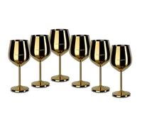 ECHTWERK copas de vino de acero inoxidable inastillables, juego de copas de vino, copa de vino tinto, copas de cata de vino, copas de cóctel, robustas, irrompibles, Edición Oro, 6pcs, 21x 7,3cm, 0,5L