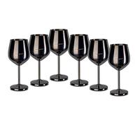 ECHTWERK copas de vino de acero inoxidable inastillables, juego de copas de vino, copa de vino tinto, copas de cata de vino, robustas, irrompibles, Black Edition, 6pzs, 21x 7,3cm, 0,5L
