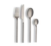 ECHTWERK Cubiertos de mesa Malou, plateado stonewashed, 16 piezas, cubiertos para hasta 4 personas, acero inoxidable, acero cromado-níquel