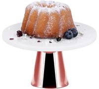 ECHTWERK Elegante plato de tarta de mármol con pie para servir comida, fruta, queso y postres, para fiestas o bodas, edición cobre, Ø 22 cm