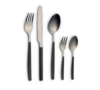 Echtwerk EW-BS-2009E Positano Due-Edición en plata/negro - Cubertería de 20 piezas para 4 personas, cuchillo de hoja de acero, acero inoxidable, plata/negro