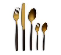Echtwerk EW-BS-2019G Positano Due-Edición en dorado/negro - Cubertería de 20 piezas para 4 personas, cuchillo de hoja de acero, acero inoxidable, dorado/negro