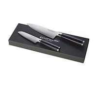 Echtwerk EW-DM-0365 juego de cuchillos Damasco, 2 piezas, cuchillo de chef, cuchillo de cocina, acero Damasco, mango de madera de Pakka