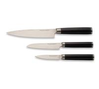 Echtwerk EW-DM-0375 Juego de cuchillos Damasco, 3 piezas, cuchillo de chef, cuchillo de cocina, cuchillo de pelar, acero Damasco, mango de madera de Pakka