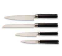 Echtwerk EW-DM-0395 Juego de cuchillos Damasco, 4 piezas, cuchillo de chef, cuchillo de cocina, cuchillo de pan, cuchillo de pelar, acero Damasco, mango de madera de Pakka
