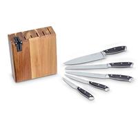 Echtwerk EW-MB-1370 juego de bloques de cuchillos de madera de acacia con pies de goma antideslizantes, in filador de cuchillos integrado, 6 piezas
