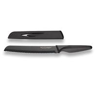 Echtwerk EW-SS-0130 Black Steel Cuchillo de Pan, de Acero Inoxidable Incl. un Protector para la Hoja, 20cm