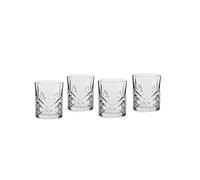 ECHTWERK juego de 4 vasos de whisky, 330 ml - vasos de ron, cristal tallado con estructura en relieve, forma cilíndrica, apto para lavavajillas, 9,8 x 8,2 cm