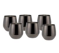 Echtwerk Juego de 6 copas de vino tinto, acero inoxidable, irrompibles, edición negra, 500 ml