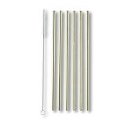 ECHTWERK Juego de 6 pajitas de acero inoxidable con cepillo de limpieza Gold Edition, pajitas de 21,5 cm, cepillo de 23 cm