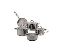 Echtwerk Juego de 8 cacerolas de acero inoxidable - Con tapa de cristal - 3 cacerolas - Para todas las cocinas - Edición en negro