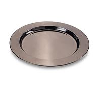 ECHTWERK Juego de plato llano/plato para servir "Shiny", plato de acero inoxidable, plato decorativo, platillo, plato para servir, Ø 33,2 cm, edición negra, 2 piezas