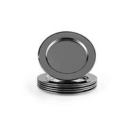 ECHTWERK Juego de Posavasos de Acero Inoxidable, Posavasos, Bandeja de Cristal, Posavasos Redondos para Cristal, Tazas, jarrones, Velas, Ø Aprox. 8 cm, Black-Edition, 6 Piezas