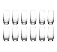 ECHTWERK juego de vasos para agua y zumo, 12 piezas, 340 ml - vasos resistentes de vidrio sin plomo con forma tulipán, aptos para lavavajillas, transparentes, 14,5 x 6,8 cm